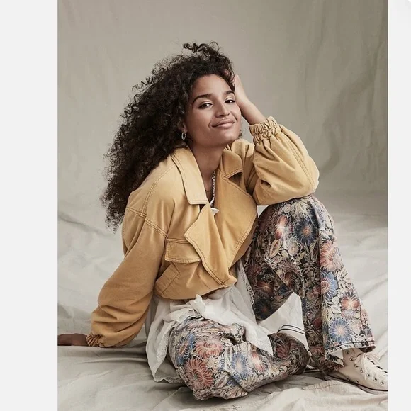 Free People Cropped Yellow Utility Jacket - Picture 4 of 4